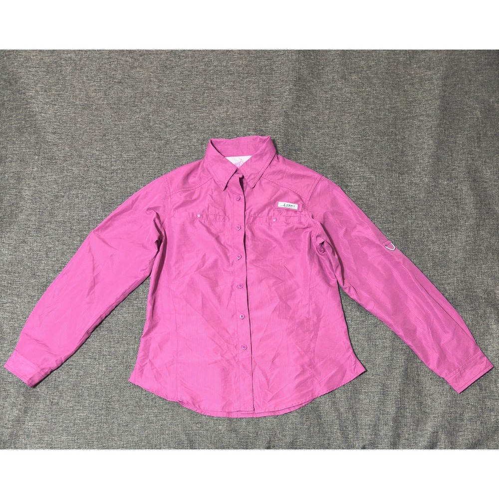Habit Women's Medium Button Up Shirt Dahlia Mauve Fishing Outdoor Hiking TS1451